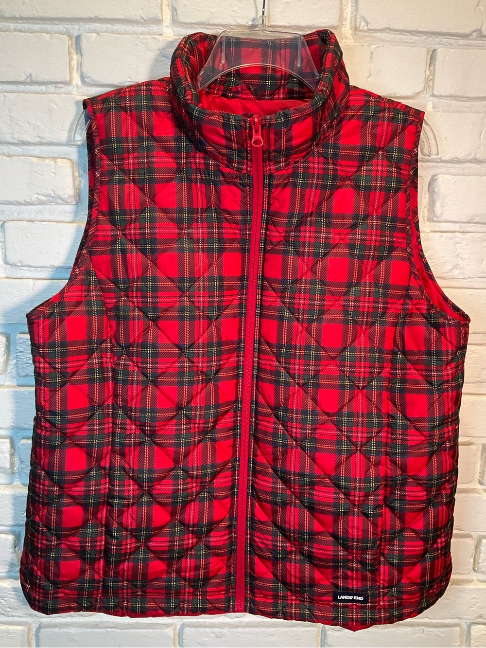 Lands End Plaid Vest L 14/16